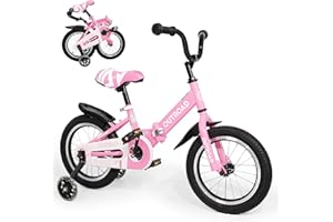 OUTROAD OUTDOOR CAMPING GARDEN PATIO Outroad Kids Bike, Foldable/Classic Children's Bicycle for Boys Girls Age 3-9 Years, 14 16 18 Inch Toddlers Bike with Training Wheels, Multiple Colors