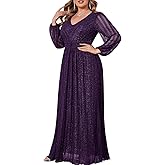 CYCLAMEN Plus Size Sparkly Formal Dress Lace Maxi V Neck Cocktail Evening Gown Wedding Guest
