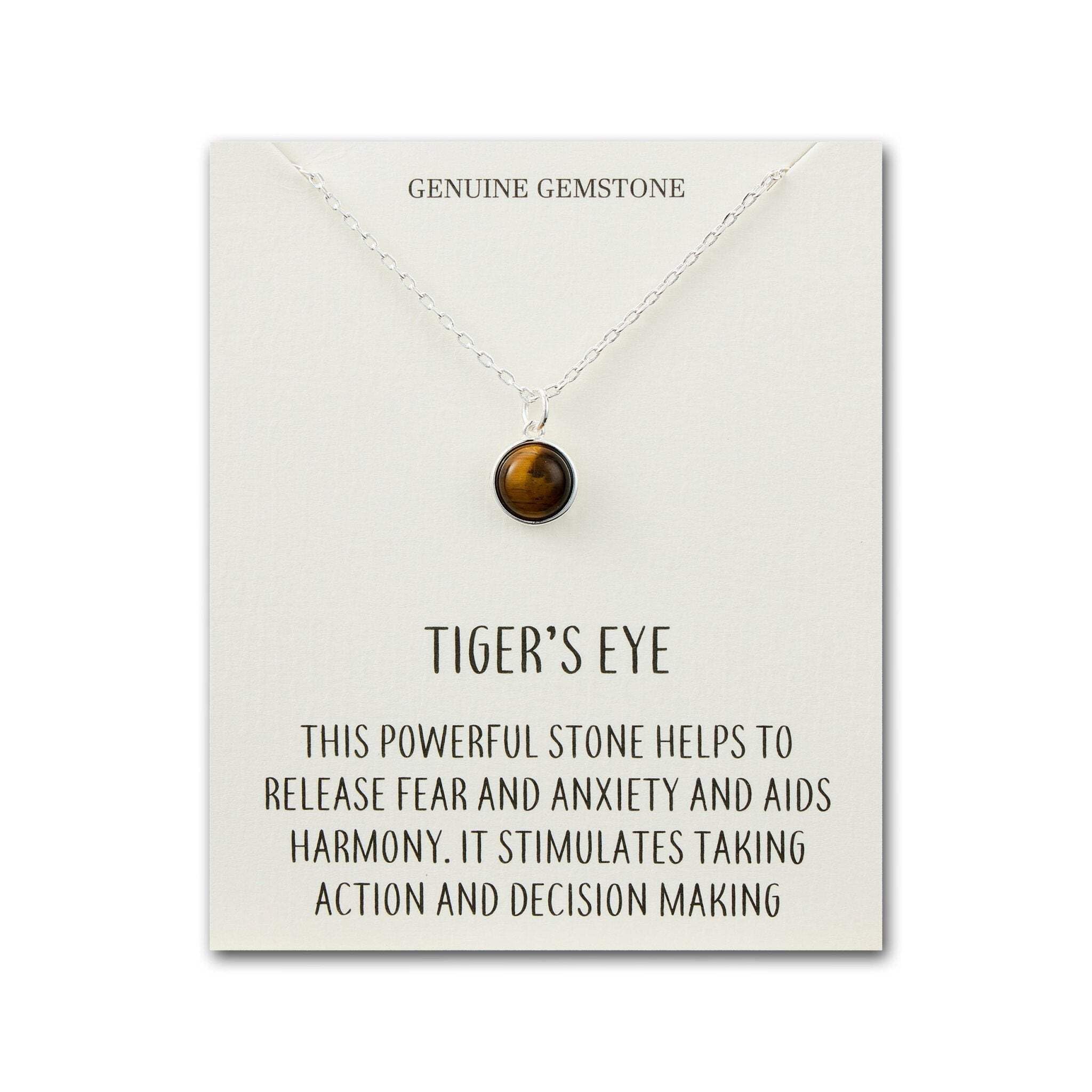 Philip Jones Tiger's Eye Necklace with Quote Card