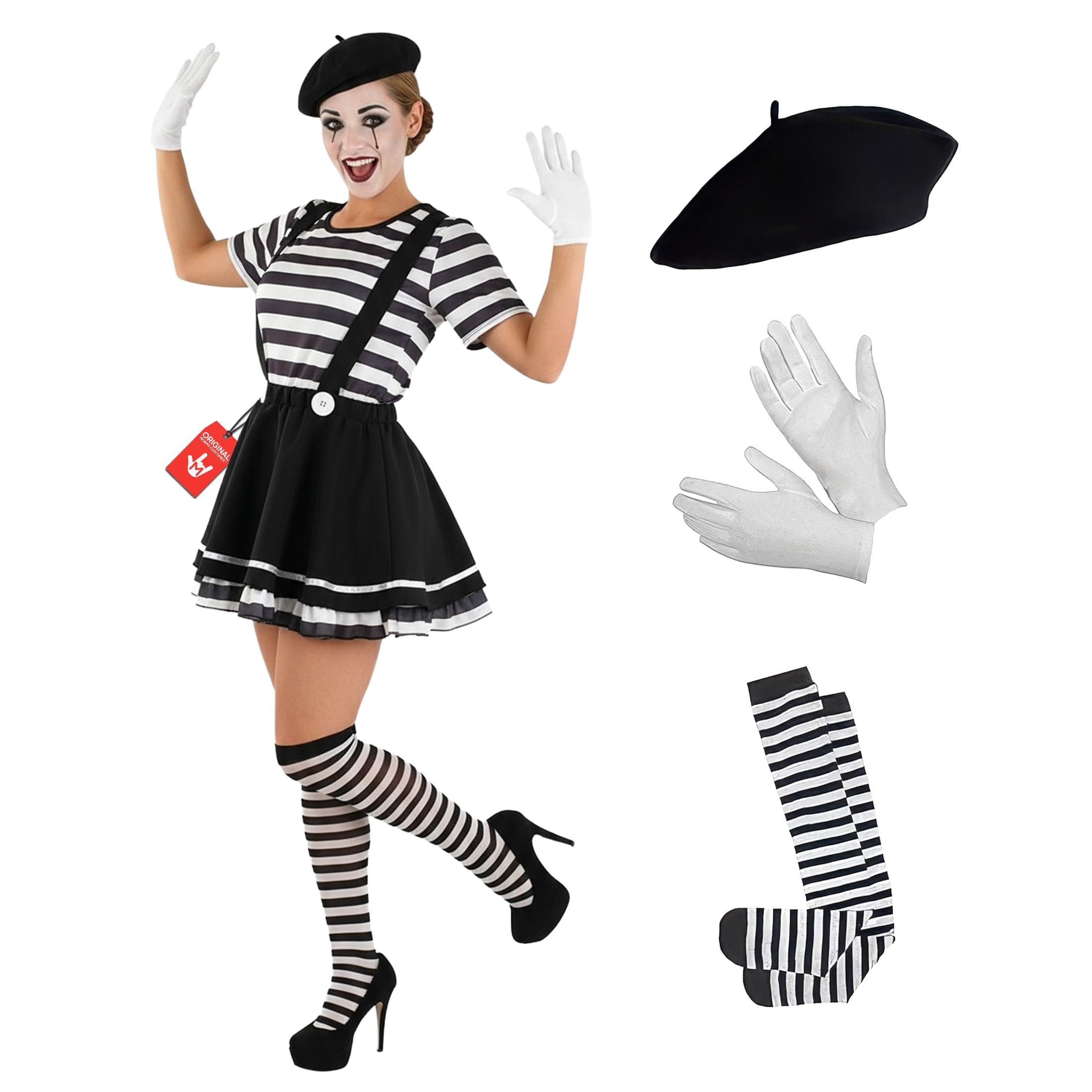Fun Shack Mime Costume Women French Mime Fancy Dress Costume for Parties, Themed Events, and Performances, Large — image 1