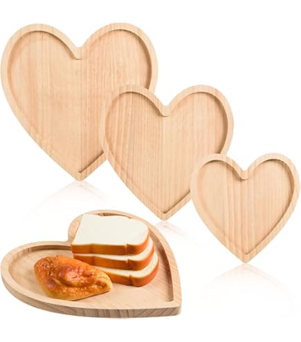 BinaryABC Heart Shaped Wood Serving Platters And Trays Side Dish Serving Trays Tabletop Serving Platters,Mother Day Table Decorations Supplies (4.9inch - View #7