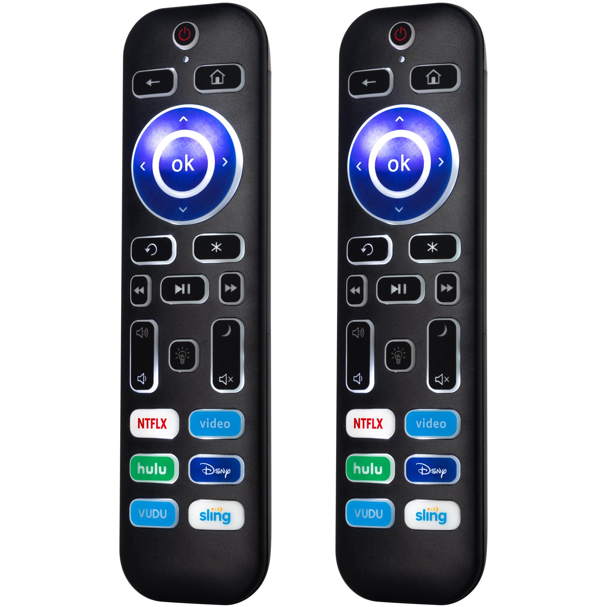 Photo 1 of 2 Pack Backlit Remote Control Only for Roku TV, Fit for TCL/Onn/Hisense/Element/Sharp/Philips/Westinghouse/Insignia/JVC/RCA/Hitachi/Sanyo Roku Series TVs (Not for Roku Stick and Box)-Black