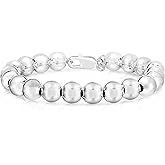 925 Sterling Silver Italian Handmade 4MM-10MM Bead Ball Chain Bracelet and Necklace for Women, Silver Bead Bracelet, Womens Silver Bracelets (9.00, 10MM)