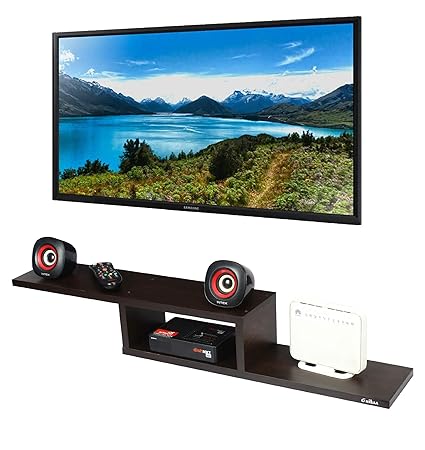 Anikaa Cavin Wooden Set Top Box Stand Wall Mount Setup Box Holder Wall Shelf (Wenge) New