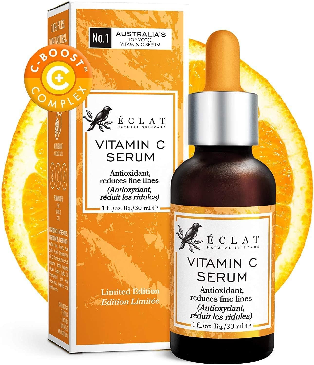 Eclat Skincare Glow Up Vitamin C Serum, Vitamin C Serum for Face with Hyaluronic Acid Ferulic Acid & Vit E