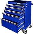 Olympia Tools 5-Drawer Tool Chest, 27-Inch Rolling Metal Tool Storage Cabinet with Casters, Locking System, Drawer Liner, 600 lbs Load Capacity, Blue