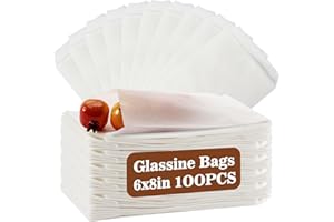MAQIHAN 100 Wax Paper Sandwich Bags - 6"x8" Glassine Bags, Translucent Envelopes for Food Take Out, Snack & Baked Goods Packa