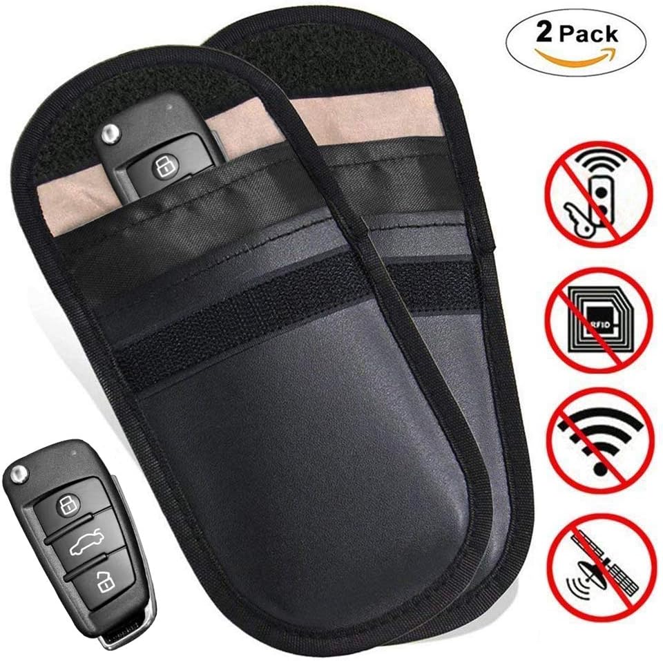 Xing LiBang Car Key Signal Blocker Case, 2 Pack Secure Signal Blocker Pouch Bag RFID Blocking Credit Card Protector Antitheft Lock Devices Block Any Signal of WIFI/GSM/LTE/NFC/RFID Blocker