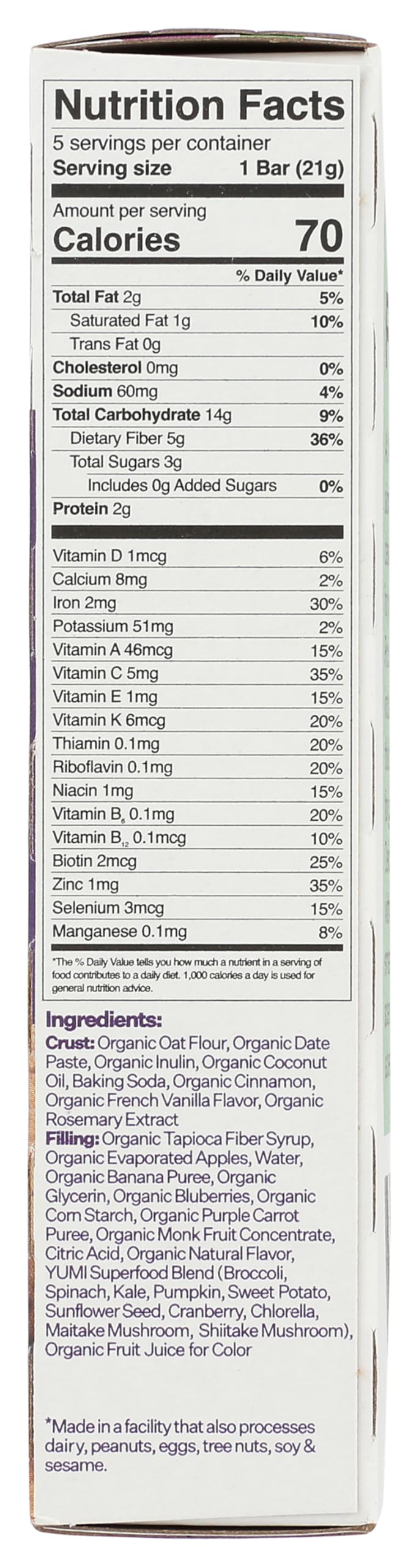 Yumi Bar Bluberry Purple Carrot 3.7 OZ