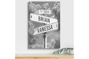 Personalized Canvas Gifts For Couples - Custom Vintage Street Sign Name And Date Canvas Poster Print, Christmas Gifts, Valent