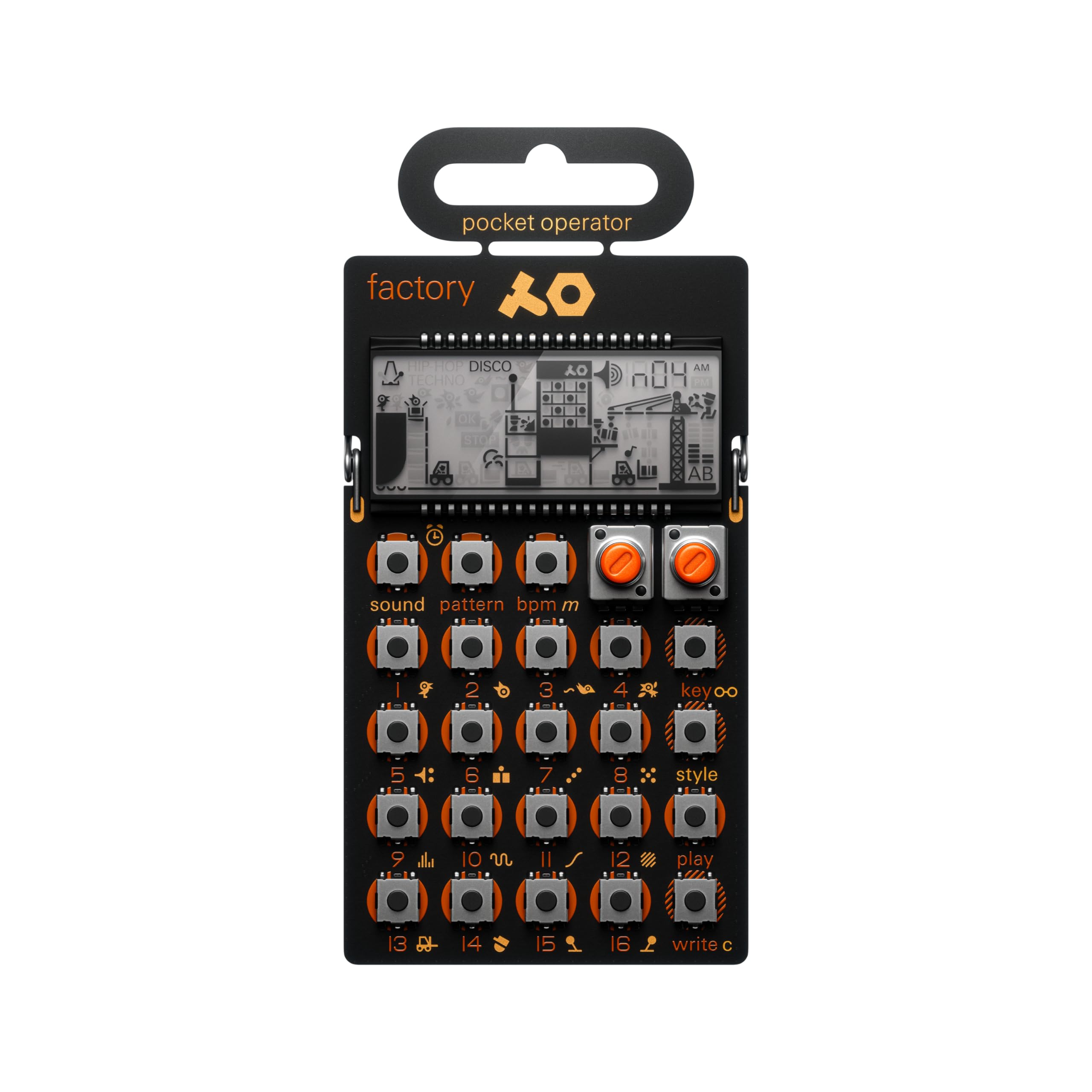 Pocket Operator PO16 Factory Synthersizer 16 Step Pattern Sequencer - Black/Orange