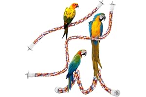 Jusney Bird Rope Perches,Parrot Toys 33 inches Rope Bungee Bird Toy (33 inches)[1 Pack]