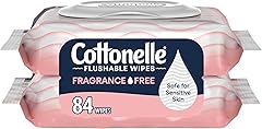 Cottonelle Fragrance Free Flushable Wet Wipes, Adult Wet Wipes, 2 Flip-Top Packs, 42 Wipes Per Pack