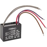 BlueStars CBB61 4.5+5+5uF 5-Wire Ceiling Fan Capacitor | 250V AC, 50/60Hz, replacement for Hampton Bay ceiling fans and motor applications.