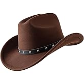Jastore Kids Western Hats Boys Girls Cowboy Cowgirl Hat Felt Fedora Hat with Belt Buckle