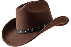 Jastore Kids Western Hats Boys Girls Cowboy Cowgirl Hat Felt Fedora Hat with Belt Buckle