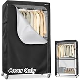 Alickwang Garment Rack Cover,Heavy Duty 600D Dustproof Waterproof Clothing Rack Covers with Zipper - Clothing Rack Covers for 45"W x 17.7"D x 80.3"H Metal Racks （Cover Only)