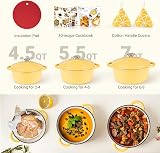 Overmont Enamelled Cast Iron Round Casserole Dish 5.2L Goose Yellow view 7