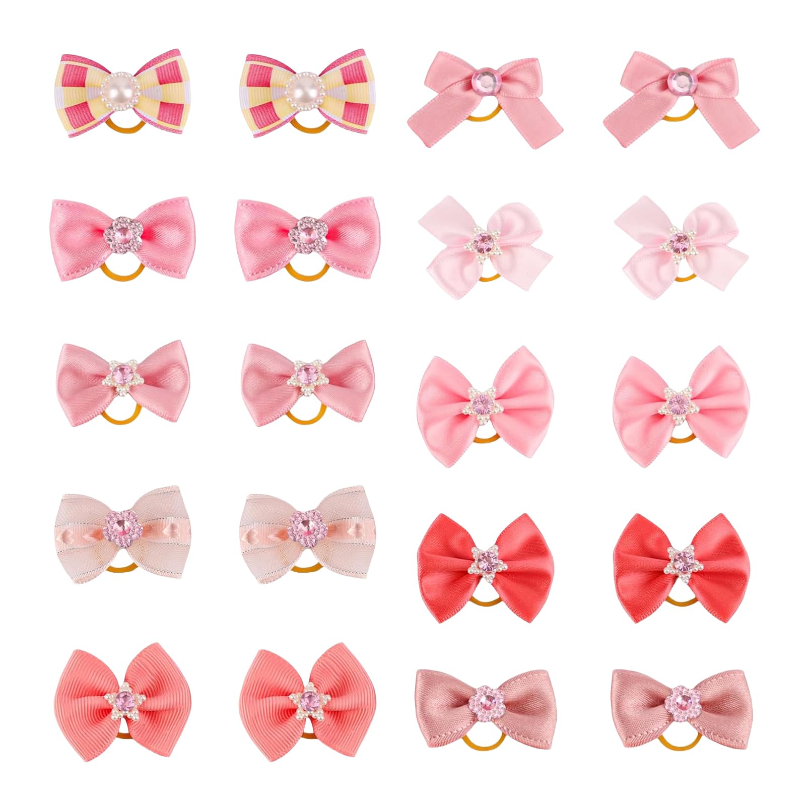 Cosmeria Dog Hair Bows Pink, Accessories For Pets With Elastic Bands, Small Hair Accessories For Dogs, Perfect Dog Jewellery For Stylish Appearances