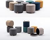 HNNHOME 45cm Round Linen Ottomans Storage Stool Footstool Light Green view 6