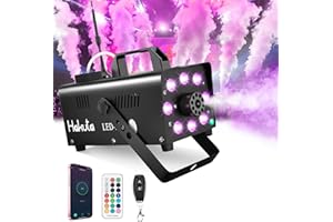 Hakuta Smoke Machine, Wi-Fi Smart Fog Machine with 8 LED Lights and 13 Colorful LED Lights Effect, App Control LED Fog Machine 500W 2300CFM for Halloween, DJ, Party, Stage