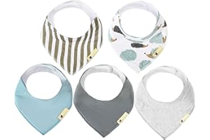 BLUE WREN BABY CO Blue Wren Magnetic Bandana Drool Bibs 5-pack - Magnetic Closure Baby Bibs - Safe, Easy, Chic Teething Bib