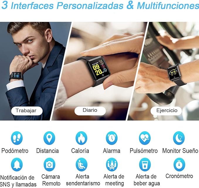 Seneo Reloj Inteligente Hombre, IP68 Smartwatch con Pulsera ...