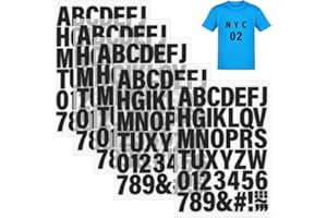 LUCOMB 5 Sheets Black Iron on Letters and Numbers for Jersey, 2 Inch Iron on Vinyl Letters 245 Pieces Heat Transfer Letters with PU A to Z, and 0-9 Iron on Numbers for DIY Printing Clothing Fabric T-Shirts