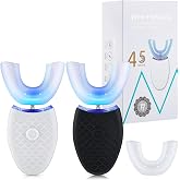 Romooa 2 Pack U Shaped Automatic Toothbrushes Ultrasonic Toothbrush | 360 Degree Ultrasonic Electric Toothbrush, 4 Modes, 360&deg;Mouth Cleaning for Adults, Rechargeable, Black and White, No Base