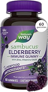 Nature’s Way Sambucus Elderberry Gummies, Immune Support Gummy for Adults & Kids Ages 4+ with Black Elderberry Extract, Vitam