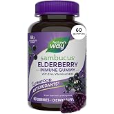 Nature's Way Sambucus Elderberry Gummies for Immune Support* Ages 4+, 60 ct | Immune Gummy with Black Elderberry Extract, Vitamin C, D3, Zinc, and Superfood Antioxidants*, Adults &amp; Kids Ages 4+
