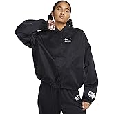 Nike Air Women's Oversized Woven Bomber Jacket, BLACK/WHITE, LARGE