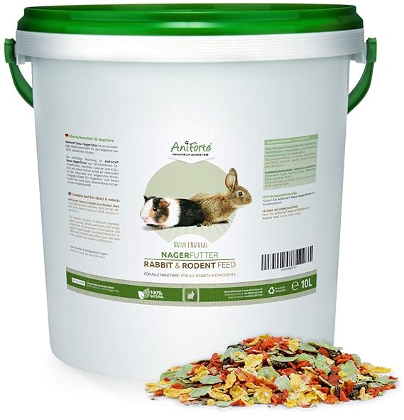 AniForte Natur Nagerfutter 10 Liter für Nager, Hamster, Meerschweinchen, Kaninchen - Artgerechtes Alleinfuttermittel, Nagetie