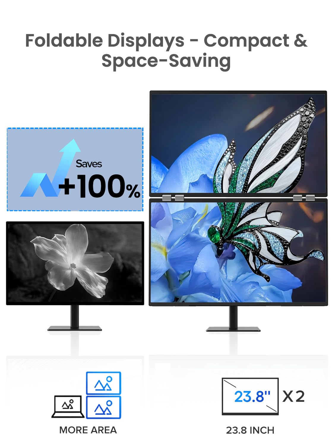 EPORMOT Portable Dual Monitor 23.8" 100Hz FHD 1080P