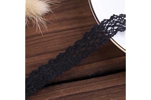 DYSHIPEN 20 Yards x 0.5 Inch Lace Ribbon Vintage Lace Trim Crochet Cotton Lace Edge for Christmas Package DIY Sewing Wedding Bridal Dress,Costume,Crafts and Sewing (Black)
