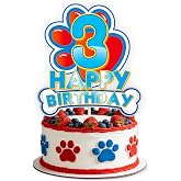 Cartoon 3rd Birthday Cake Toppers - "Dog Paw Cheers to 3 Years" Cake Picks, Happy 3rd Birthday Party Supplies for Kid Girls Boy Birthday Baby Shower Party Table Decorations Supplies (Dog Paw-3rd)