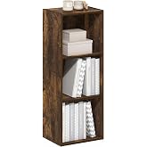 Furinno LUDER Book Shelf, 3-Cube Bookshelf, Bookcase with Open Shelves, 9.3 x 12 x 31.5, Easy Assembly, for Living Room, Bedroom, Home Office, Amber Pine