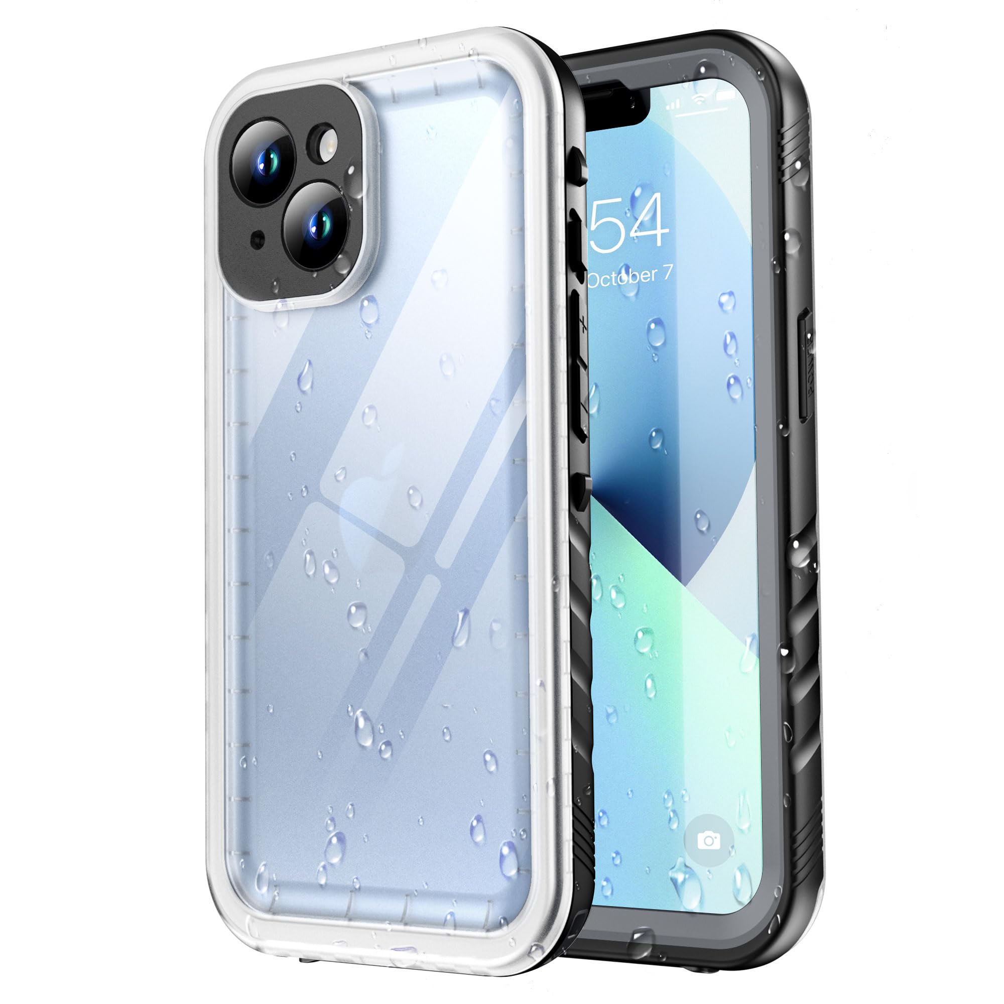 SPORTLINK for iPhone 13 Mini Waterproof Case - Shockproof Heavy Duty Front and Back Cover [Built in Screen/Camera Protector] [IP68 Underwater] [Dustproof] 360 Full Body Protective- Black/Frosted Clear