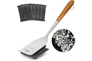 XUDAKAIXIN Grill Brush Bristle Free,with 5 BBQ Replacement Head,Perfect for Cast Iron, Stainless Steel Grates, [Ultra Safe & Efficient] Grill Cleaner for Outdoor Grill,Gifts for Men/Dad