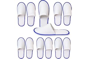 LILIGLORIS 6/10/12 pairs Spa Slippers for Guests, Washable Reusable Disposable Slippers for Women Men, Jacquard Fleece Closed-Toe Design for Hotel, Bathroom, Bedroom, Wedding, Travel, SPA Bulk Slippers for Guest Use