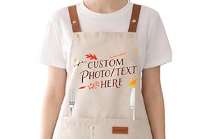 Hauleruee Custom Apron for Women Men, Bulk Personalized Funny Apron with Your Logo/Photo/Text, Thicken Waterproof Canvas Chef