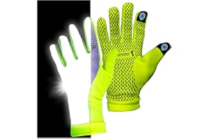 ReflecToes Reflective Winter Running Gloves - Touch Screen Compatible Warm Gloves -Thermal Fleece - Cold Weather Hi Vis Safety for Night Runs