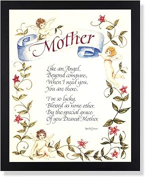 Amazon.com: Mother Angel Mom Poem Motivational Flower Picture Black ...