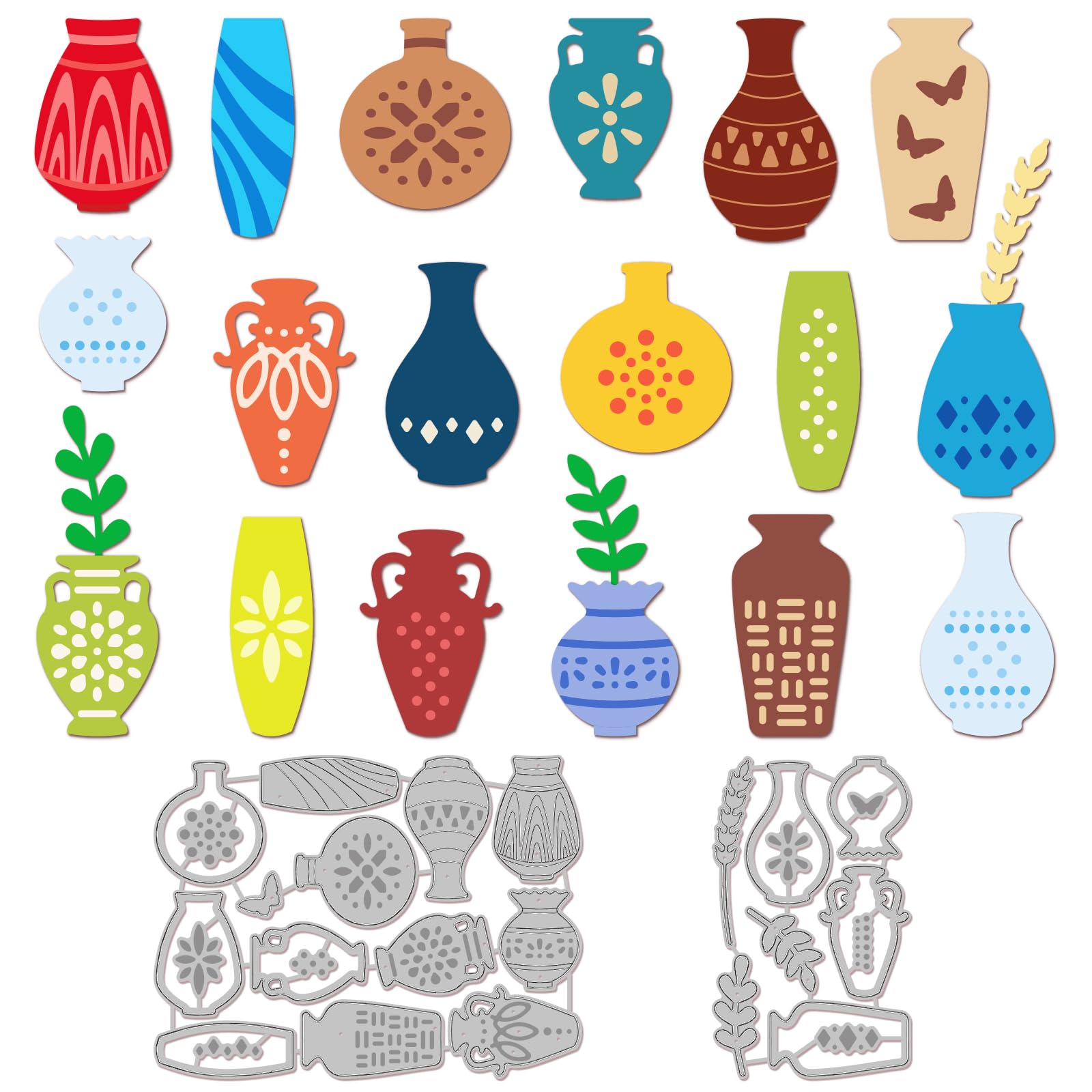 GLOBLELAND Ceramic Vases Cutting Dies for DIY Scrapbooking Metal Leaves Vases Die Cuts Embossing Stencils Template for Paper Card Making Decoration Album Craft Decor