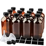 PINIWON Amber Glass Bottles 8 oz 240ml Boston Round