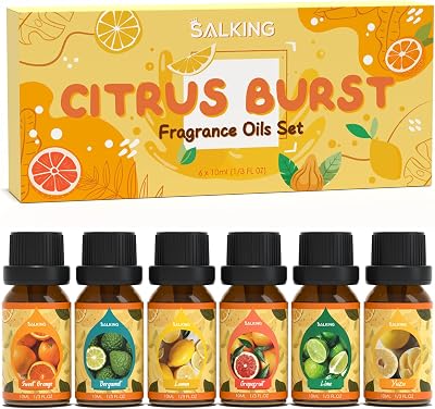 SALKING Citrus Burst Essential Oils Set 6 Aromatic Oils Sweet Orange Bergamot