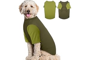 IKIPUKO 2 Pack Large Dog T-Shirts 3XL - Breathable Durable Cotton Shirt, Shedding Control Protect Skin Dogs Clothes for Husky, Labrador, Summer Hot Day Sleep, Walk, Sea, Park Play, Camping, Green