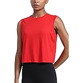 CRZ YOGA Cotton-Blend Workout Muscle Tank for Women Breathable Quick Dry High Neck Athletic Tops Casual Sleeveless Shirts