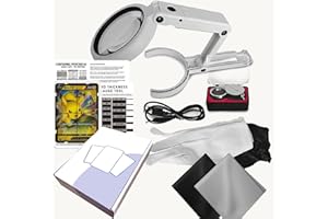 FLINDUY Gem Mint Card Grading Tool – Card Centering Grading Tool, Sports Card Thickness Measuring, Card Cleaning Kit, Detailed Inspection Tools Set with LED