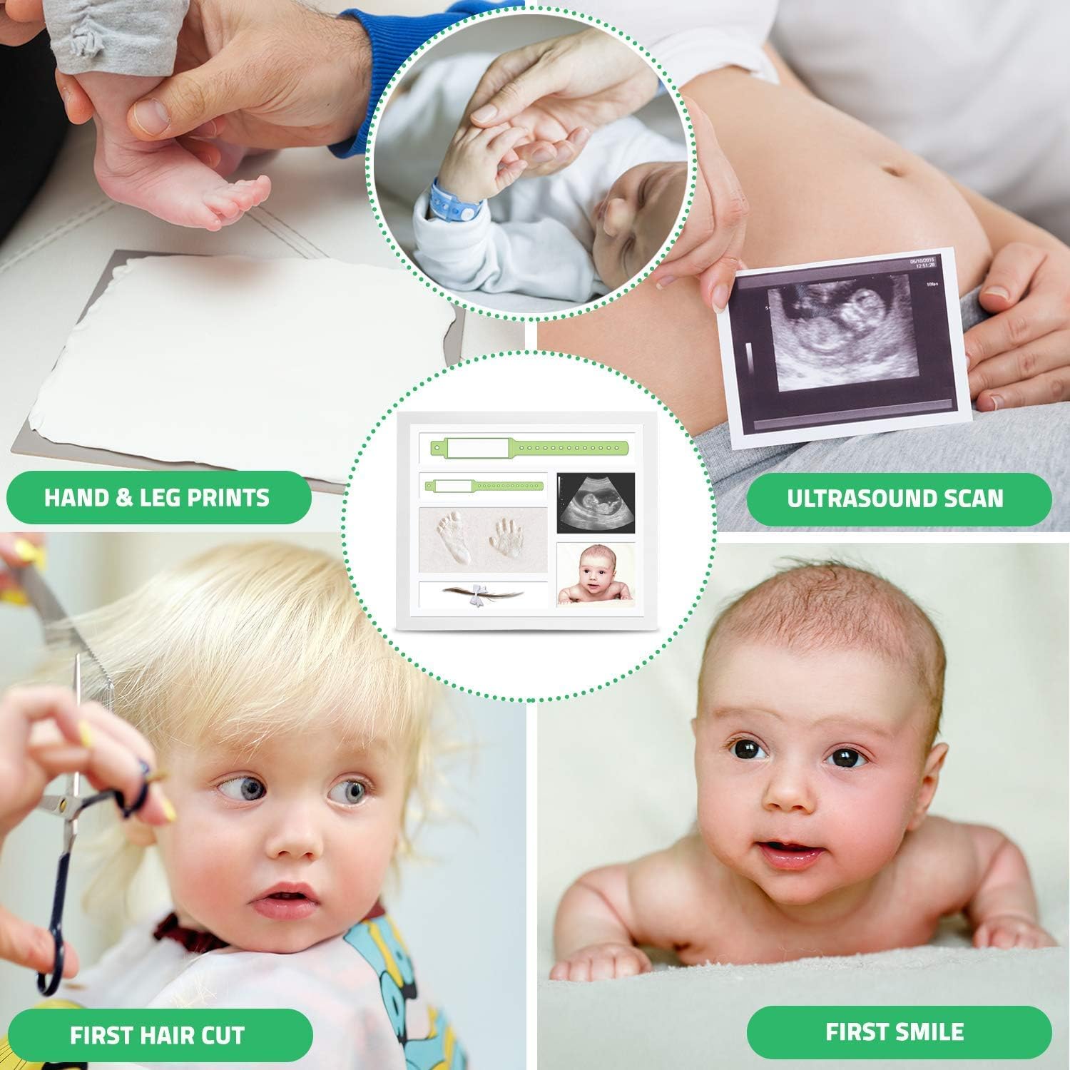 Kit Impronte Mani E Piedi Neonato - 4 Pezzi, Con Tamponi E Carta, Regalo Nascita